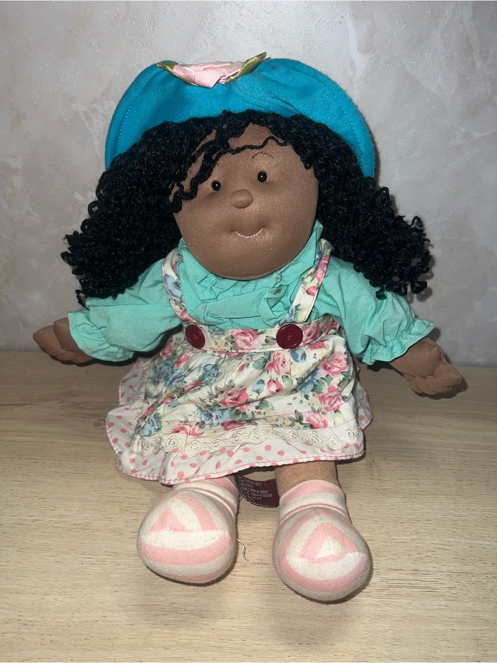 Vintage Sweetie Pie Kids “Olivia” Soft Rag Doll Floral Dress & Hat